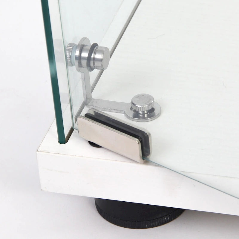 Vitrine d'affichage en verre trempé blanc avec 3 étagères et une porte