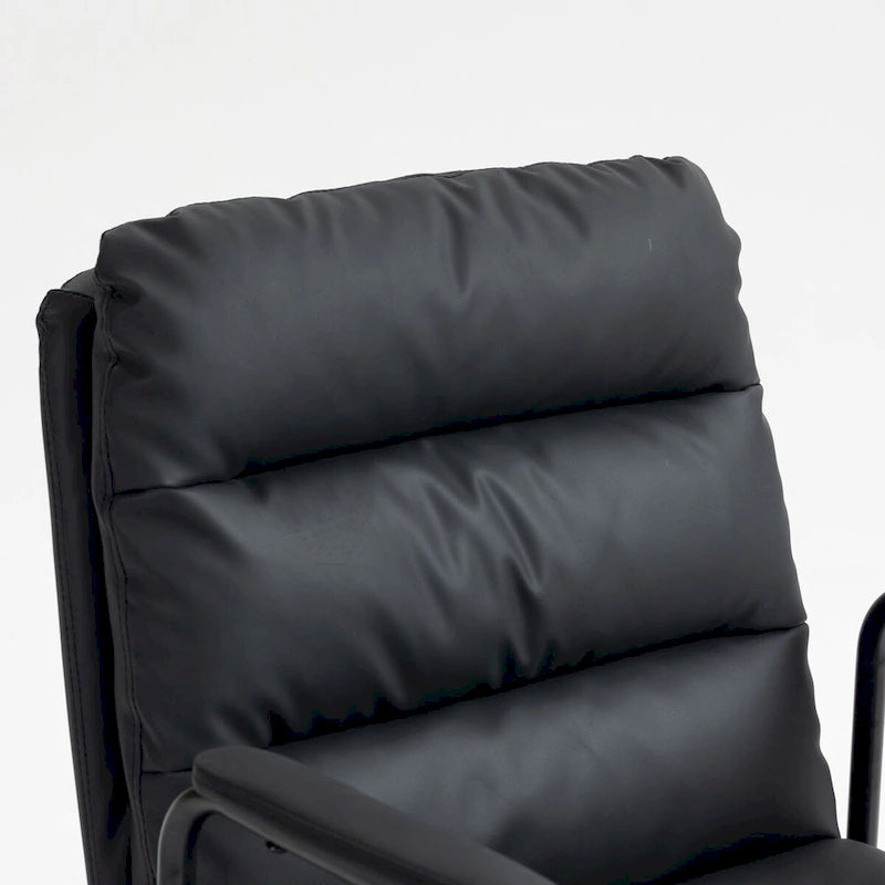 Chaise de bureau mi-dos en cuir PU avec accoudoirs, roulettes, pivotante, réglable en hauteur, marron/noir
