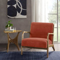 Fauteuil d'appoint du milieu du siècle avec cadre en bois massif, Orange épicé