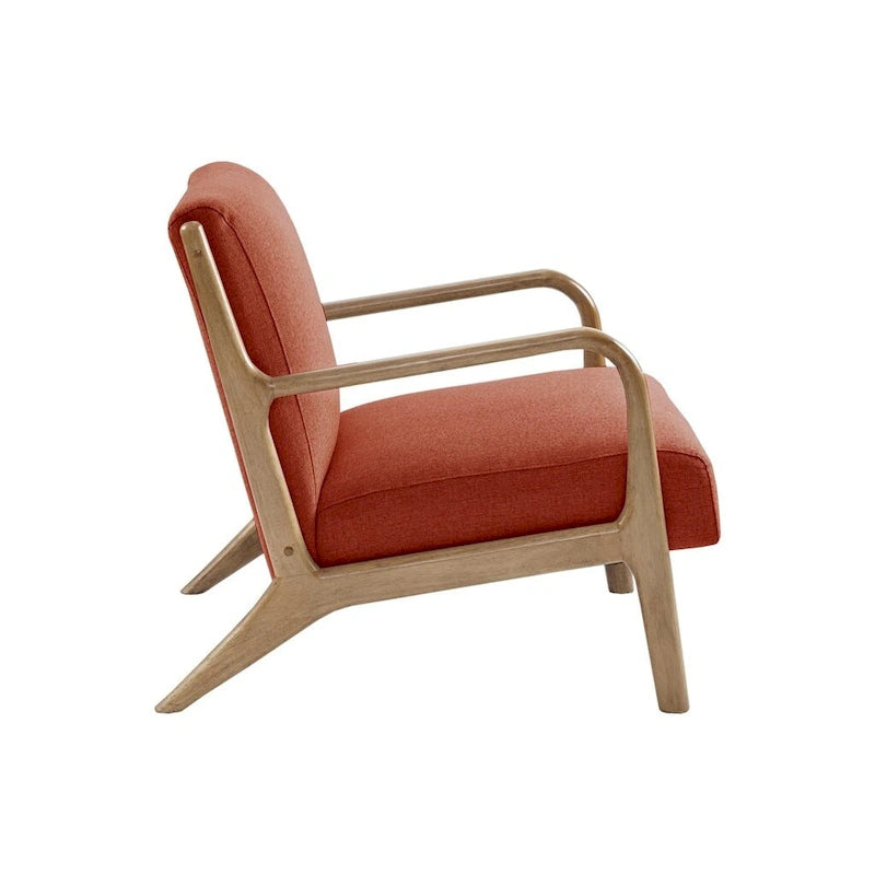 Fauteuil d'appoint du milieu du siècle avec cadre en bois massif, Orange épicé