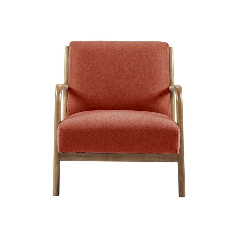Fauteuil d'appoint du milieu du siècle avec cadre en bois massif, Orange épicé