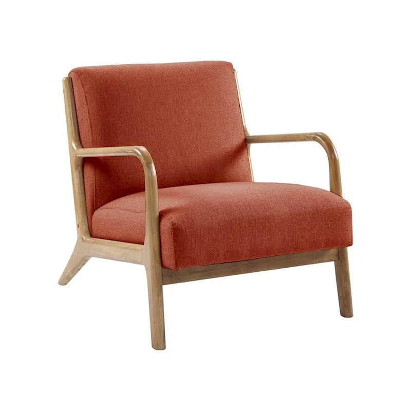 Fauteuil d'appoint du milieu du siècle avec cadre en bois massif, Orange épicé