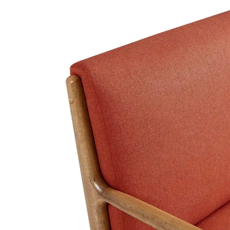 Fauteuil d'appoint du milieu du siècle avec cadre en bois massif, Orange épicé