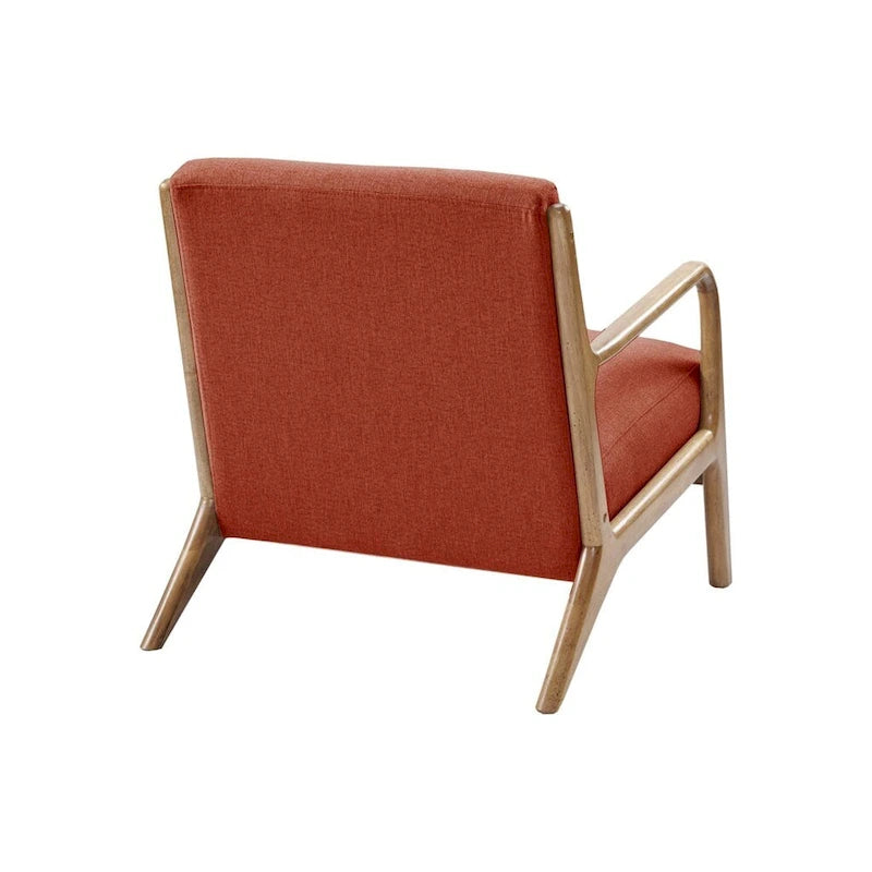 Fauteuil d'appoint du milieu du siècle avec cadre en bois massif, Orange épicé