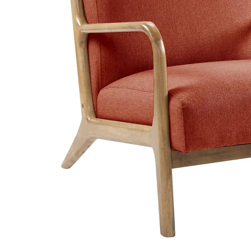 Fauteuil d'appoint du milieu du siècle avec cadre en bois massif, Orange épicé